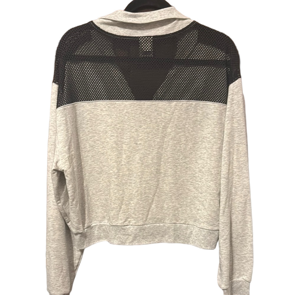 PINK Victoria's Secret Gray Boxy Short Waisted Sweatshirt Mesh Backing Size L - Picture 5 of 5